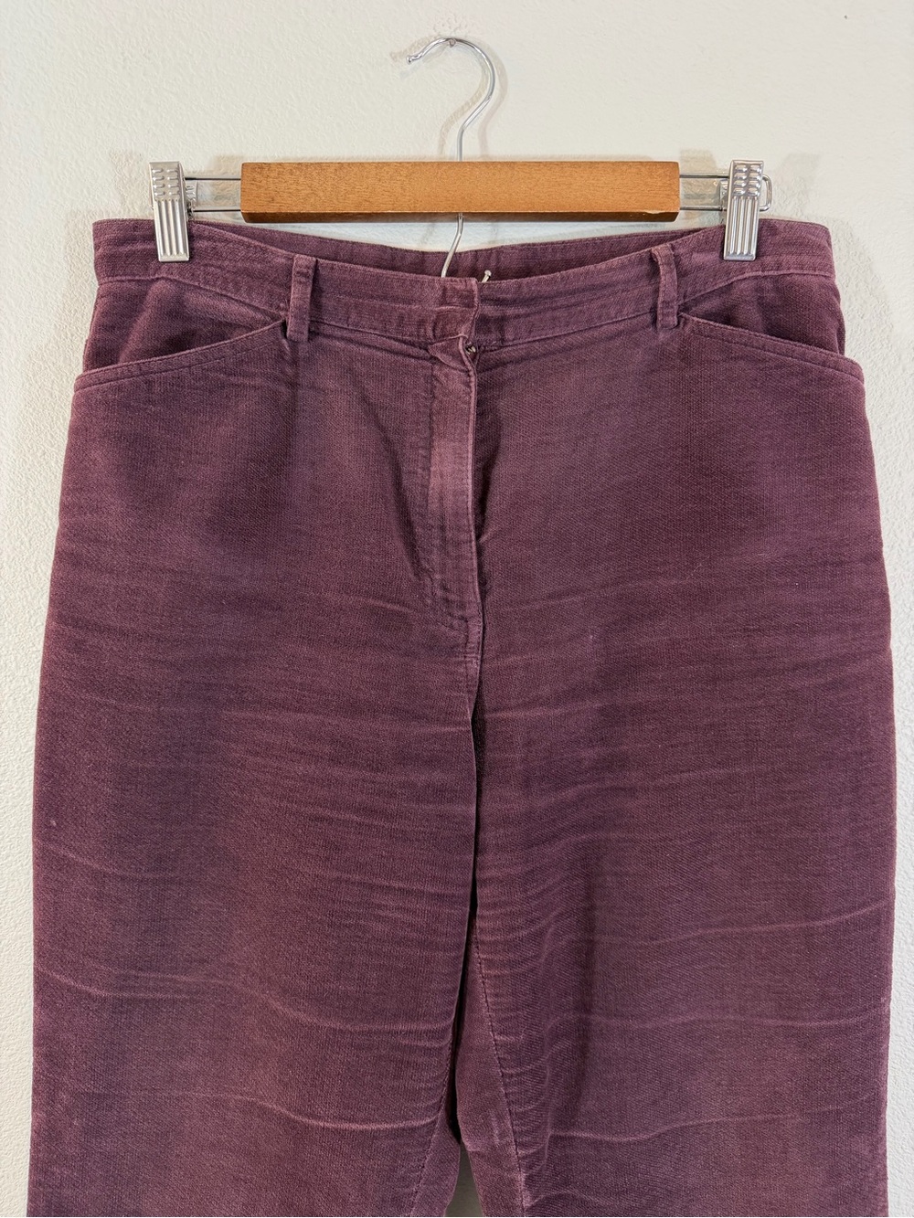 Laura Ashley Purple Corduroy Pants Size US 8 Wide Leg 90s Cottage Casual Preppy - Picture 2 of 11